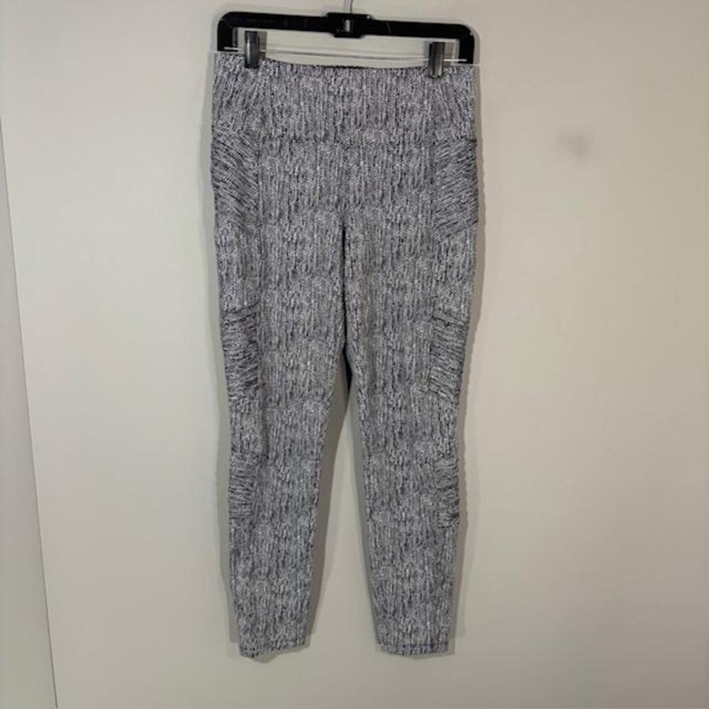 Athleta Leggings Womens M Gray Delancey Textured Moto Tight Ankle Zip Yoga Gym